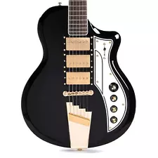 Supro 1275JB Supro Tri Tone Solid Body Electric Guitar - Jet Black