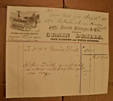 Old 1879 JACOB STRAYER & CO. South Bend, Ind. Invoice for STATESMAN GRAIN DRILL