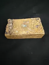 Concrete Block painted gold 5" X 3" Wt Is 4lbs 8oz