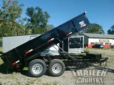 NEW 2024 7x16 7 x 16 14K GVWR Hydraulic Dump Trailer Equipment Hauler 24" Sides