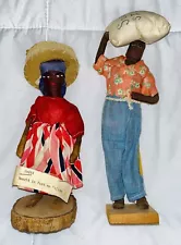 Vintage Haitian Port Au Prince Man & Woman Cloth 8” & 10” Dolls