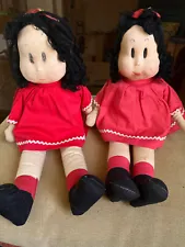 TWO VINTAGE LITTLE LULU DOLLS/ 1940s / 14" TALL