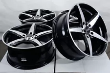 Kudo Racing Sengen 16x7 5x100 5x114.3 5x4.5 Black w/Polish Face Wheels Rims (4)