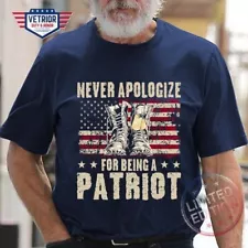 never apologize for being a patriot military boots US flag veteran day