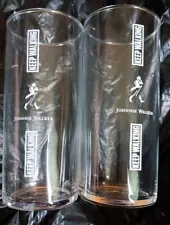 [2] JOHNNIE WALKER BLENDED SCOTCH TALL HIGHBALL GLASSES "KEEP WALKING"