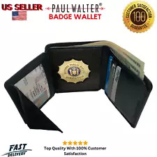 Genuine Leather Concealed Carry Badge Wallet 12 Star Shield Holder