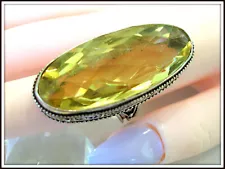 Citrine gemstone labcreated ladies unique 925 Silver ring S 8.5