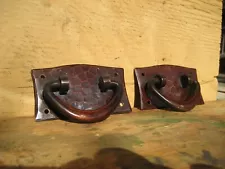 PAIR HAMMERED COPPER PULLS GUSTAV STICKLEY DESIGN