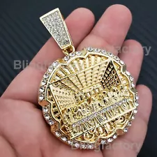 HIP HOP ICED CUBIC ZIRCONIA GOLD PLATED ALLOY LARGE LAST SUPPER CHARM PENDANT