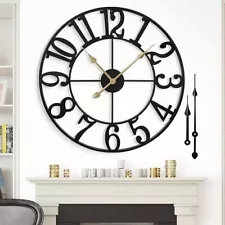 Large Wall Clock for Living Room Decor - 16 Inch Silent Non-Ticking Wall Clocks