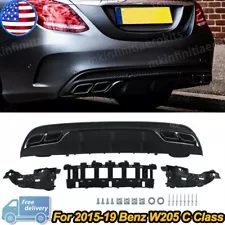 Rear Diffuser Lip W/ Exhaust Tips AMG C63 Style For Mercedes Benz W205 2014-2019