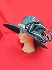 NWT Womens Rhinestone Derby Wedding Hat Sunday Church Dress Cocktail Party TEAL