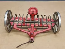 Arcade Hay Dump Rake Red #417 Cast Iron 4.75" Nickel Plated Wheels