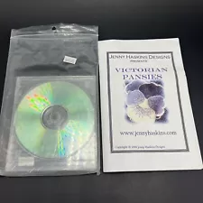 Jenny Haskins Machine Embroidery Design Files CD Victorian Pansies Pansy Flowers