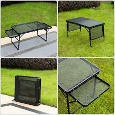 Portable Folding Picnic Table & Grill, Aluminum Roll-Up Table for Outdoor Use