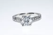 $9,500 1.66CT NATURAL ROUND CUT DIAMOND ENGAGEMENT RING 14K WHITE GOLD