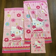 Hello Kitty Towels - 2 Bath Towels (42 x 23"each) and 1 Wash Cloth Perfect