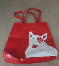 Target Bullseye Dog Shiney Red Rubber Feel Tote Bag Reusable Bull Terrier