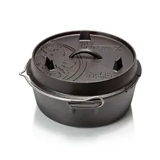 Petromax Cast Iron Dutch Oven for Campfire or Home Kitchen, Flat Base