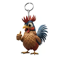 Cartoon Animal Chicken Rooster Series Pendant Acrylic Keychain Cock Key Holder*