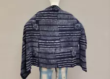 Vintage African Mud Cloth Indigo Dyed Resist Hand Woven Cotton Mali Fabric Shawl