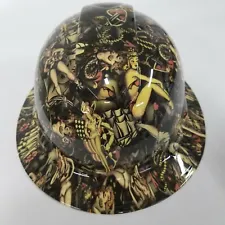 NEW FULL BRIM Hard Hat custom hydro dipped IN SAILOR JERRY TATTOOS OLD SCHOOL