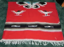 Vintage Handmade Native Poncho Southwestern Red/Black/White. Thunderbirds