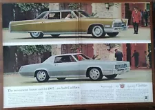 1969 Cadillac Eldorado Luxury Sedan Photo Silver & Gold Vintage Car Print Ad