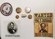 Confederate GOLD Coin Set (RESTRIKES) & REAL civil war era bullet WITH STICKERS