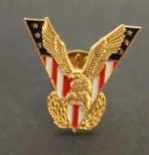 V For Victory Military Gold Eagle Button Badge Pinback 1" American Flag