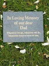 Engraved Dark Grey Granite Memorial Plaque Flat Grave Stone Marker Headstone