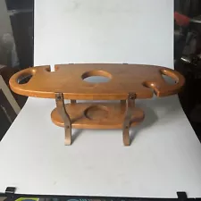 Wooden Wine Table & Glass Holder