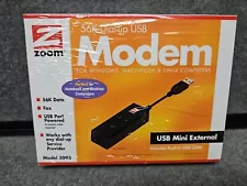 NEW Zoom Model 3095 Data Fax Dial-Up 56K V.92 V.90 Mini External USB Modem *NIB*