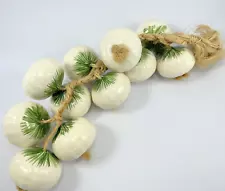 Hanging Ceramic Garlic 11 Bulbs on Jute Rope Faux Rustic Farmhouse Decor