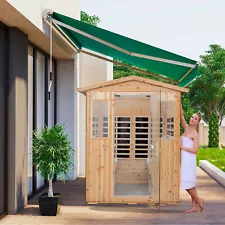 Far Infrared Sauna Room Indoor/Outdoor for 4 Person 6P Heating Panels Wood