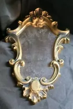 Vintage Italian Baroque Style Mirror Gold Resin Ornate Hollywood Regency