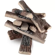 VEVOR 10 Pcs Gas Fireplace Logs Large Ceramic Logs for Fireplace Decorative