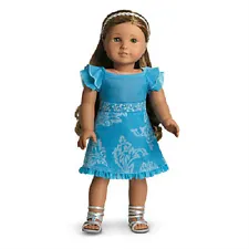 American Girl Kanani's Blue Velveteen PARTY OUTFIT Dress Sandals DOLL NOTinclude