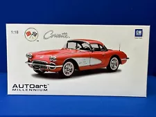 Autoart Millennium 1958 Chevrolet Corvette Signet Red 1:18 Scale MINT! 13