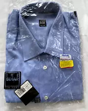 Ike Behar Dress Shirt Mens 17.5 34 Oxford Blue Broadcloth Travel New York