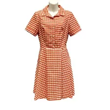 Gabby Skye Anthropologie Vintage Red White Checkered Dress Size 10 Waitress