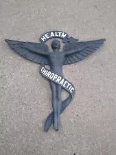 Art Deco HEALTH CHIROPRACTIC Sign Cast Metal 27x28 inches