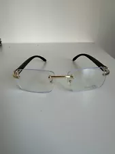 Rimless Cartier Glasses - Black And Gold Frame With White Lense