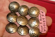 9 Real USA Buffalo Indian Head Nickel Domed Shank Coin Buttons 3/4" FREE SHIP!!