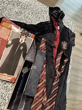 Harry Potter Robe Wand Halloween Costume, Kids Childs Size Large 12-14 To 8-10