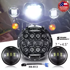 For Harley Davidson Electra Glide Classic 7" LED Headlight + 4.5" Passing Lights (For: 1967 Harley-Davidson Electra Glide)