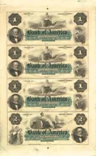 Bank of America Uncut Obsolete Sheet - Broken Bank Notes - Currency - Paper Mone