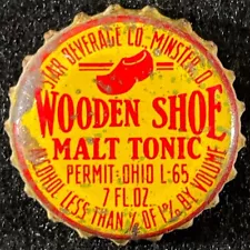 WOODEN SHOE MALT TONIC CORK LINED BEER BOTTLE CAP ~ STAR BREW MINSTER OHIO CROWN