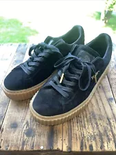 Rihanna FENTY x PUMA Womens 9 Black Suede Oatmeal Gum Platform Creepers Sneakers