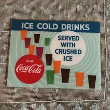 Vintage Coca-Cola 1960s Plastic Vending Machine Insert Back Lit Rare Crushed Ice